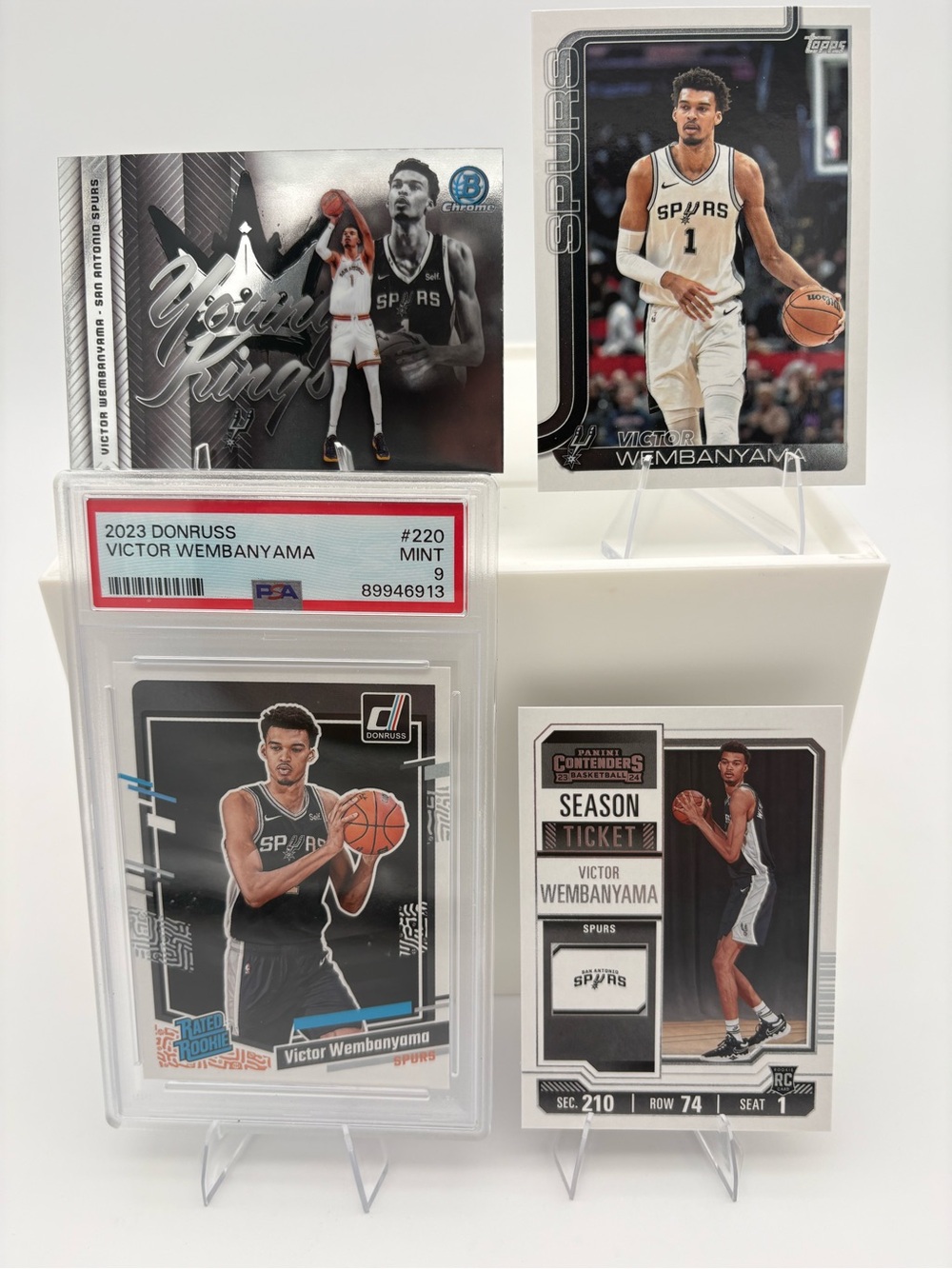 Victor Wembanyama 4-Card Lot 🔥PSA 9 Donruss Rookie🔥 / Contenders Rookie & Insert